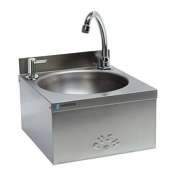 Lavamanos Mural acero Inoxidable con sistema push y Dosificador de Jabon