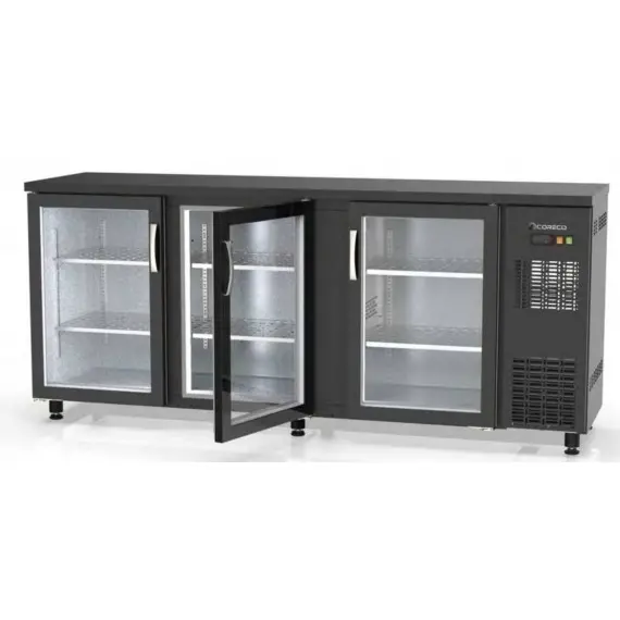Bajo Mostrador Refrigerado de 3 Puertas de Cristal NBE-200. Coreco