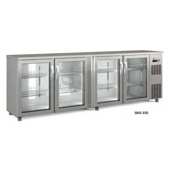 Bajo Mostrador Refrigerado de 4 Puertas de Cristal NBIE-250. Coreco