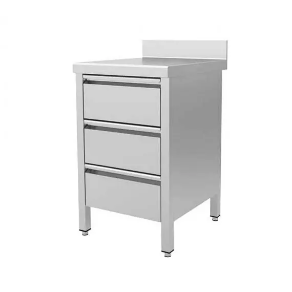 Mesa Mural De acero Inoxidable con 3 Cajones