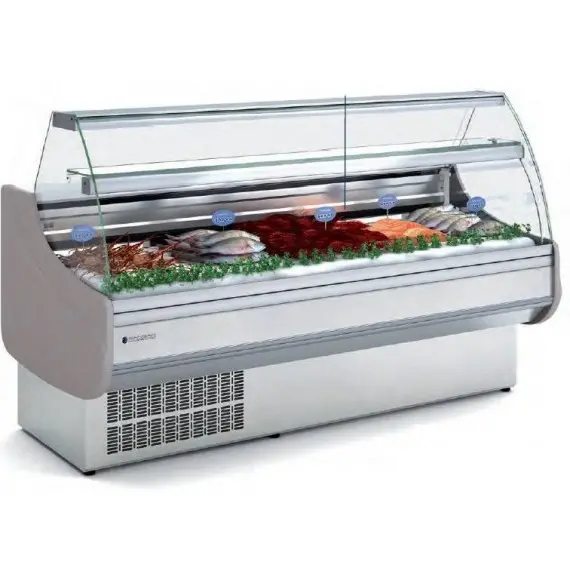 Vitrina Refrigerada Especial Pescado de 1305 mm de Largo y Cristal Frontal Notablemente Curvo CVE-9-13-CC-P Coreco 