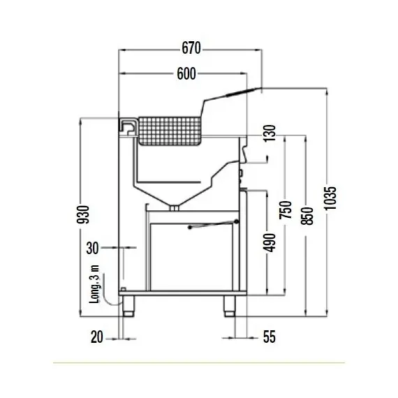 Freidora Eléctrica con Mueble de 2 Cubas de 7/8 Litros EVO-2200. Trifásica. Romagsa