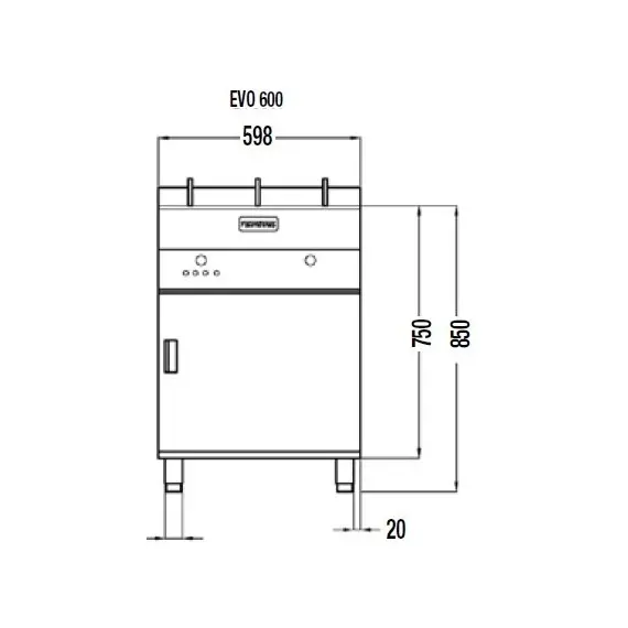 Freidora Eléctrica con Mueble Cuba 25/28 Litros EVO-600. Trifásica. Romagsa