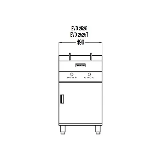 Freidora Eléctrica con Mueble de 2 Cubas de 9/10 Litros EVO-2525T (Turbo). Trifásica. Romagsa