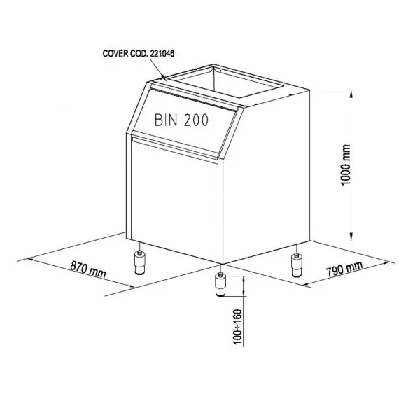 Depósito de Almacenamiento para Máquina de Hielo en Escamas 200 kg BIN 200. Romagsa