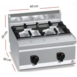 Cocina Sobre Encimera a Gas 2 Fuegos fondo 60 cm G6F2BH6. Romagsa