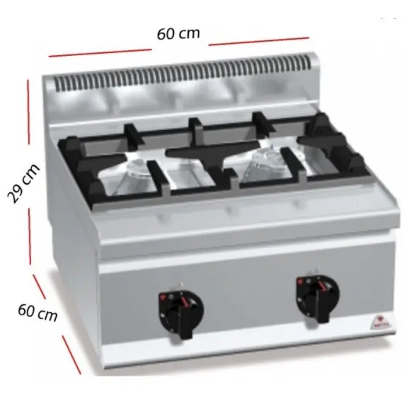 Cocina Sobre Encimera a Gas 2 Fuegos fondo 60 cm G6F2BH6. Romagsa