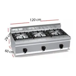 Cocina Sobre Encimera a Gas 3 Fuegos fondo 60 cm G6F3BH12. Romagsa