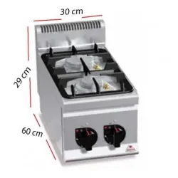 Cocina Sobre Encimera a Gas 2 Fuegos fondo 60 cm G6F2BPW. Romagsa