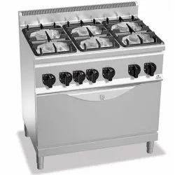 Cocina a Gas 6 Fuegos+Horno Eléctrico Fondo 60 cm G6F6PW+T. Romagsa