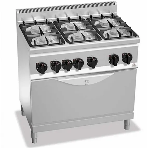 Cocina a Gas 6 Fuegos+Horno Eléctrico Fondo 60 cm G6F6PW+T. Romagsa