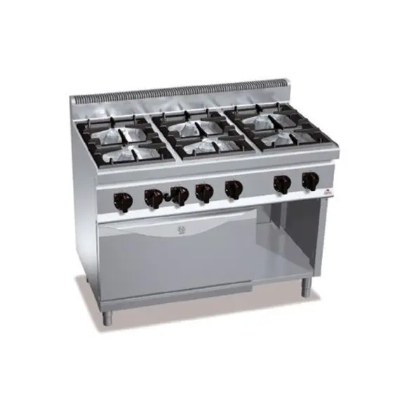 Cocina a Gas 6 Fuegos con Horno GN 2/1 High Power G7F6+FG. Romagsa