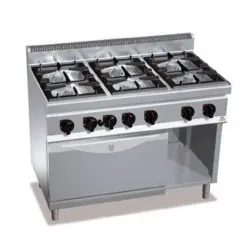 Cocina a Gas 6 Fuegos con Horno GN 2/1 Max Power G7F6P+FG. Romagsa