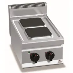 Cocina Eléctrica 2 Fuegos Cuadrados Sobremesa E7PQ2B. Romagsa