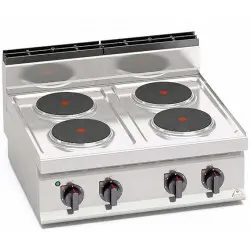 Cocina Eléctrica 4 Fuegos Redondos Sobremesa E7P4B. Romagsa