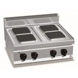 Cocina Eléctrica 4 Fuegos Cuadrados Sobremesa E7PQ4B. Romagsa