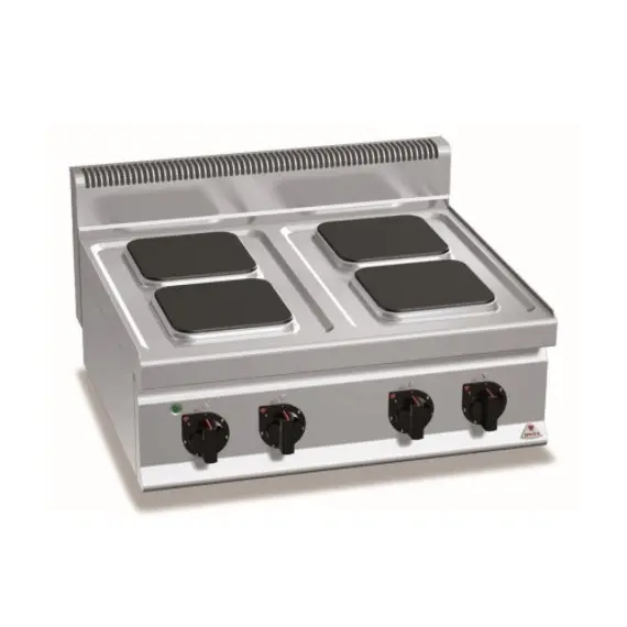 Cocina Eléctrica 4 Fuegos Cuadrados Sobremesa E7PQ4B. Romagsa
