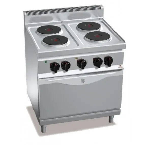 Cocina Eléctrica 4 Fuegos Redondos con Horno GN 2/1 E7P4+FE. Romagsa