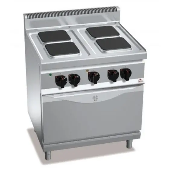 Cocina Eléctrica 4 Fuegos Cuadrados con Horno GN 2/1 E7PQ4+FE. Romagsa