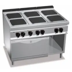 Cocina Eléctrica 6 Fuegos Cuadrados con Horno GN 2/1 E7PQ6+FE. Romagsa