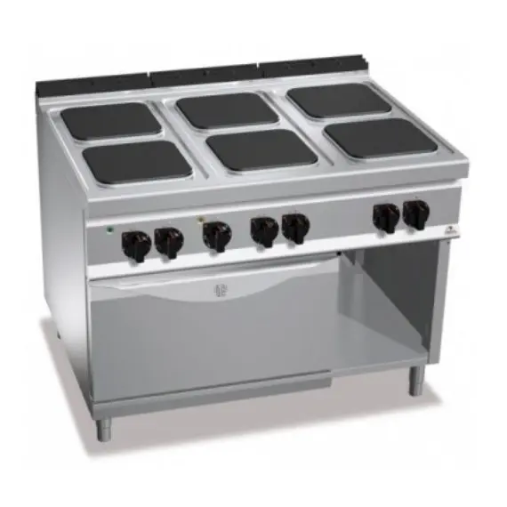 Cocina Eléctrica 6 Fuegos Cuadrados con Horno GN 2/1 E7PQ6+FE. Romagsa