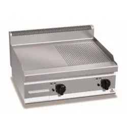 Fry Top Eléctrico Sobremesa Placa Mitad Acanalada Mitad Lisa E7FM8BP-2. Romagsa