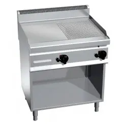 Fry Top Eléctrico con Mueble Placa Mitad Acanalada Mitad Lisa E7FM8MP-2. Romagsa