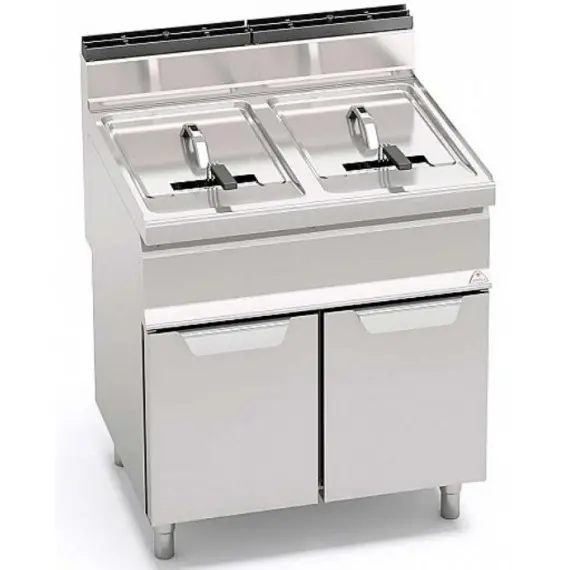 Freidora Eléctrica con Mueble, 2 Cubas 18+18 Litros E7F18-8M. Romagsa