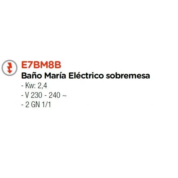 Baño María Sobremesa 700 Eléctrico GN 1/1 E7BM8B. Romagsa