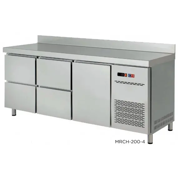 Mesa Refrigerada Fondo 600 de 1 Puerta y 4 Cajones MRCH-200-4