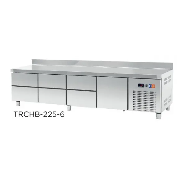 Mesa GN 1/1 Refrigerada Bajo Cocina Altura 600 Fondo 700 con 6+1 Cajones TRCHB-225-6