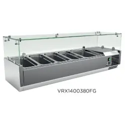 Vitrina de Ingredientes Sobremesa de Cúpula de Vidrio de 4 Cubetas GN 1/3+ 1 Cubeta GN 1/2 VRX1400380FG