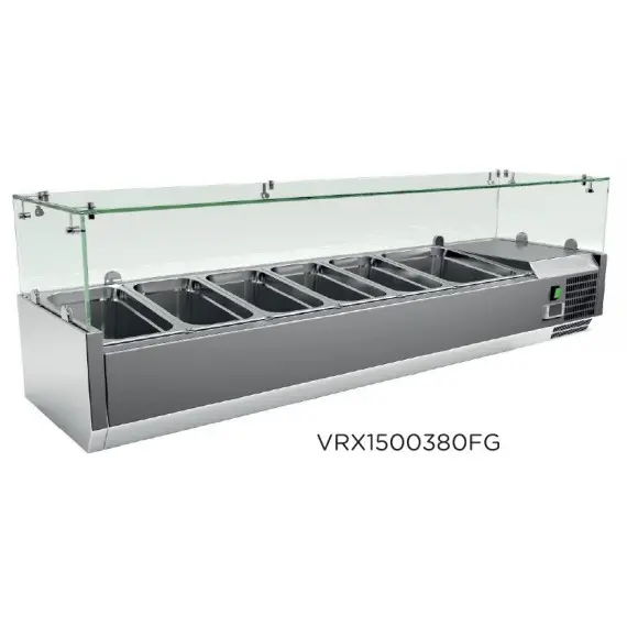 Vitrina de Ingredientes Sobremesa de Cúpula de Vidrio de 5 Cubetas GN 1/3+ 1 Cubeta GN 1/2 VRX1500380FG