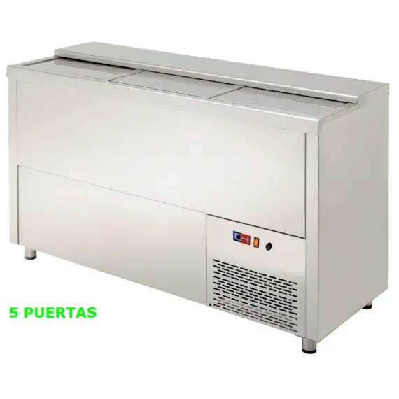Enfriador de Botellas de 5 Puertas Correderas Acero Inoxidable MRB-250l