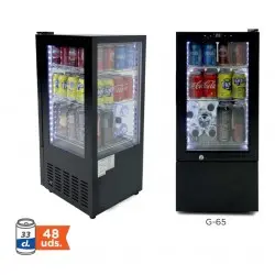 Vitrina Expositora Refrigerada de Sobremesa de 65 Litros con 4 Caras de Cristal. G-65