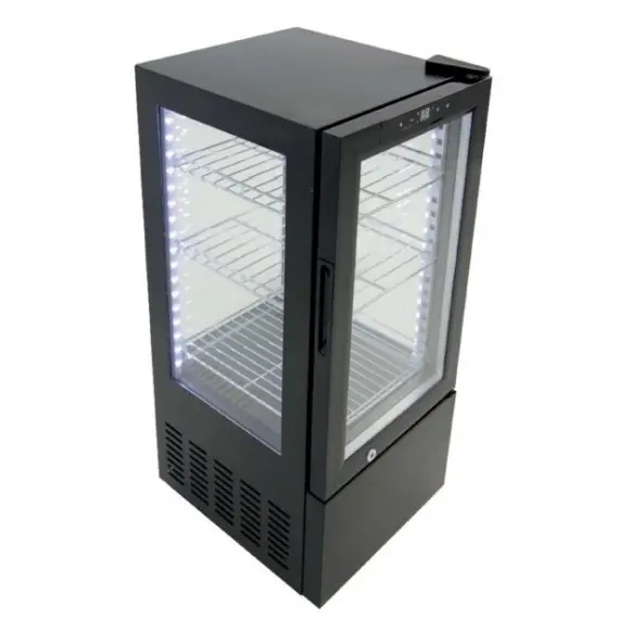 Vitrina Expositora Refrigerada de Sobremesa de 65 Litros con 4 Caras de Cristal. G-65