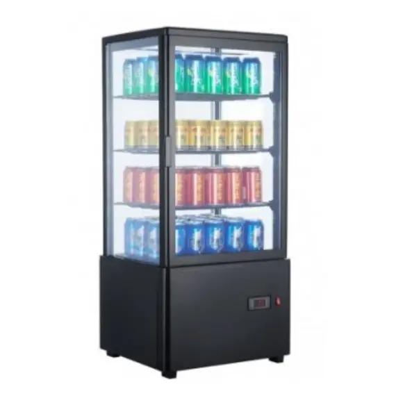 Vitrina Expositora Refrigerada Sobremesa con 4 Caras de Cristal. XC78L-N