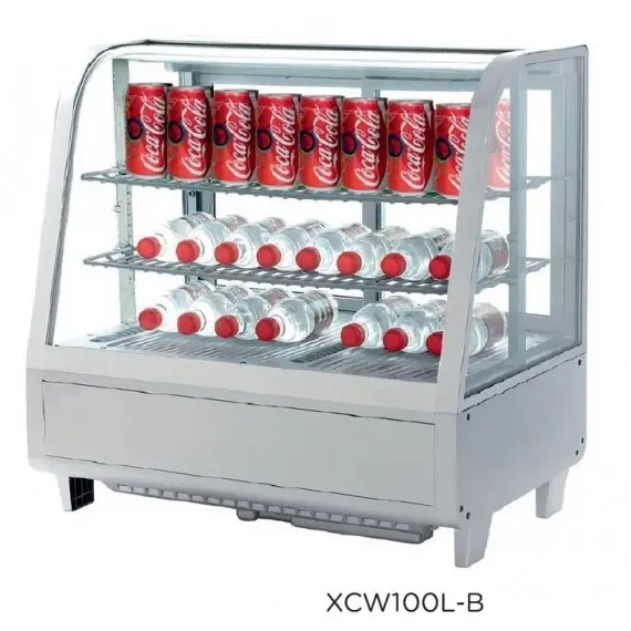 Vitrina Expositora Refrigerada Sobremesa de 100 Litros con 4 Caras de Cristal. XCW100L-B