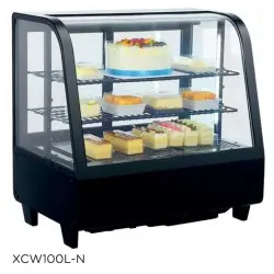 Vitrina Expositora Refrigerada Sobremesa de 100 Litros con 4 Caras de Cristal. XCW100L-N