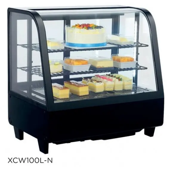 Vitrina Expositora Refrigerada Sobremesa de 100 Litros con 4 Caras de Cristal. XCW100L-N