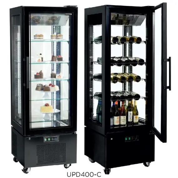 Armario Expositor Refrigerado 400 Litros con 4 Caras de Cristal. UPD400-C