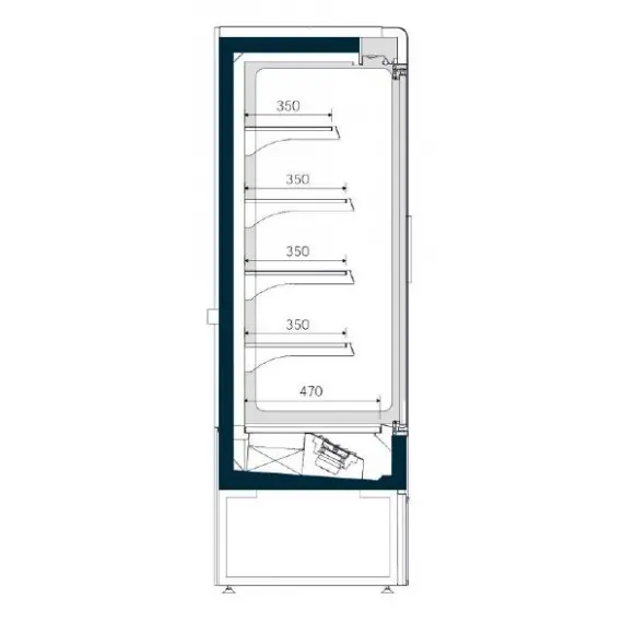 Mural Refrigerado Expositor Fondo 700 con Puertas de Cristal Batientes. MAE100PV-R