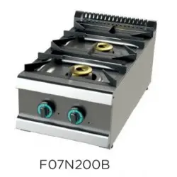 Cocina a Gas de 2 Fuegos Sobremesa, Doble Corona con Llama Piloto Fondo 700. FO7N200B