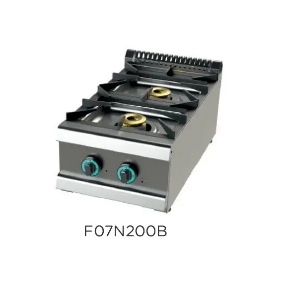 Cocina a Gas de 2 Fuegos Sobremesa, Doble Corona con Llama Piloto Fondo 700. FO7N200B
