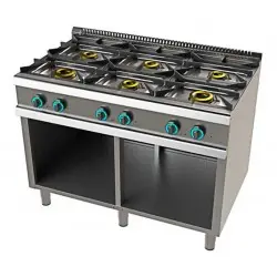 Cocina a Gas de 6 Fuegos con Mueble, Doble Corona con Llama Piloto Fondo 700. FO7N600