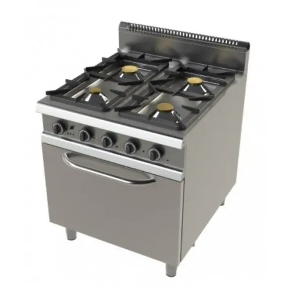Cocina a Gas de 4 Fuegos con Horno, Simple Corona con Llama Piloto Fondo 900. FO9C401