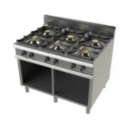 Cocina a Gas de 6 Fuegos con Mueble, Simple Corona con Llama Piloto Fondo 900. FO9C600