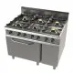 Cocina a Gas de 6 Fuegos con Horno, Doble Corona sin Llama Piloto Fondo 900. 9601FC/3
