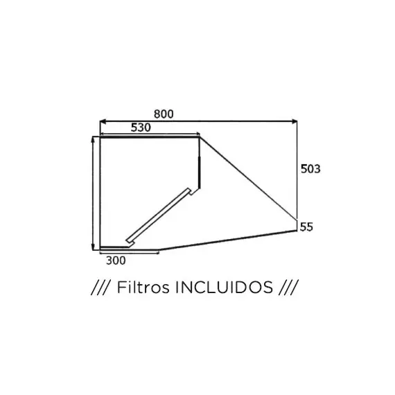 Campana Mural Snack Fondo 800 CON Turbina. A10080CMT