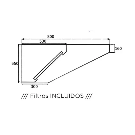 Campana Mural Snack SIN Turbina Fondo 800 Techo Bajo Elevado. A20080CMB
